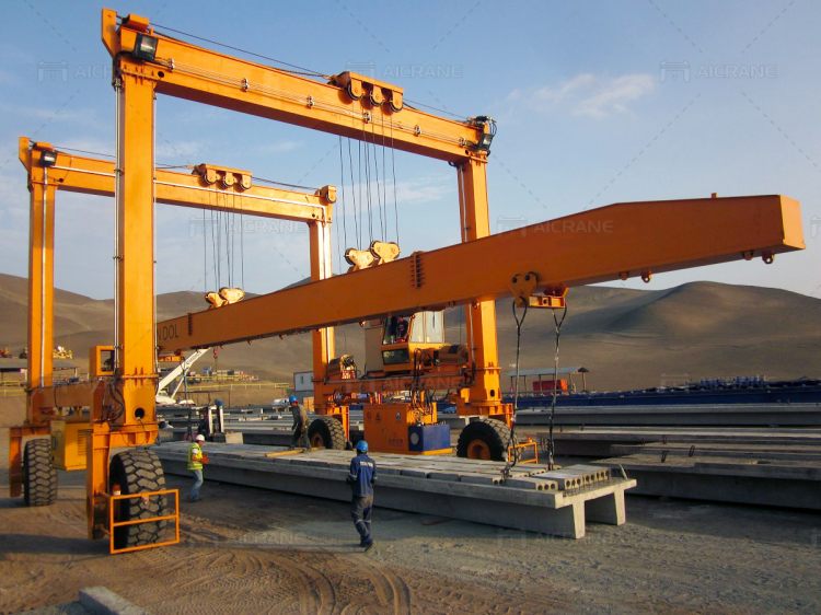 rubber tyre gantry crane for handling concrete beams